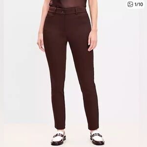 Loft Sutton Skinny Office Work Pants (Size 8, Brown)